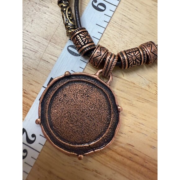 Chicos Tribal Look Copper Pendant Necklace With Beaded Accents & Adjustable Cord - Picture 5 of 9